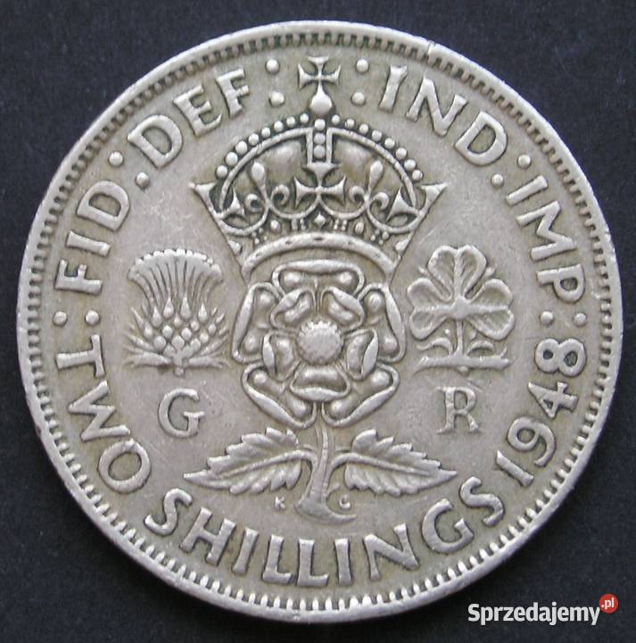 WIELKA BRYTANIA 2 SHILLING 1948 KRÓL JERZY VI łódzkie sprzedam