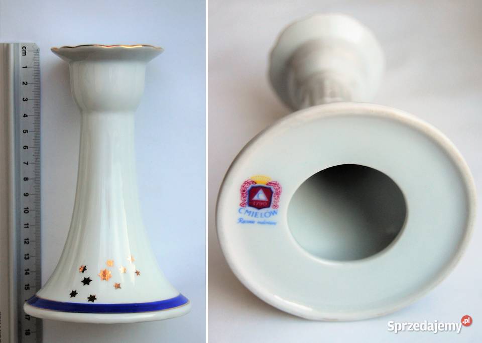 Filiżanka świecznik kobalt złoto porcelana Lublin