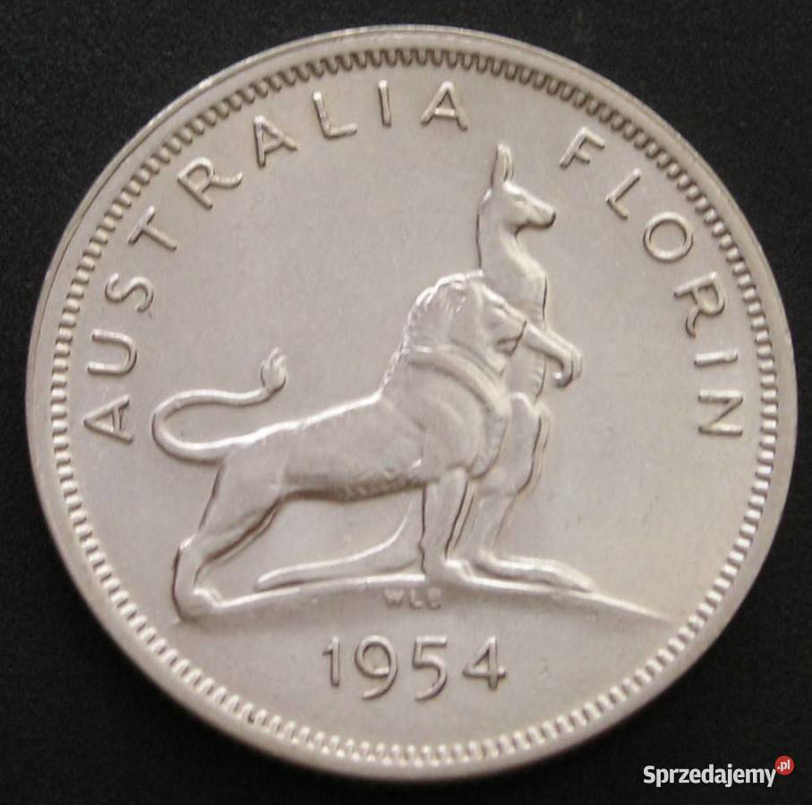AUSTRALIA 1 FLORIN 1954 SREBRO Łódź sprzedam