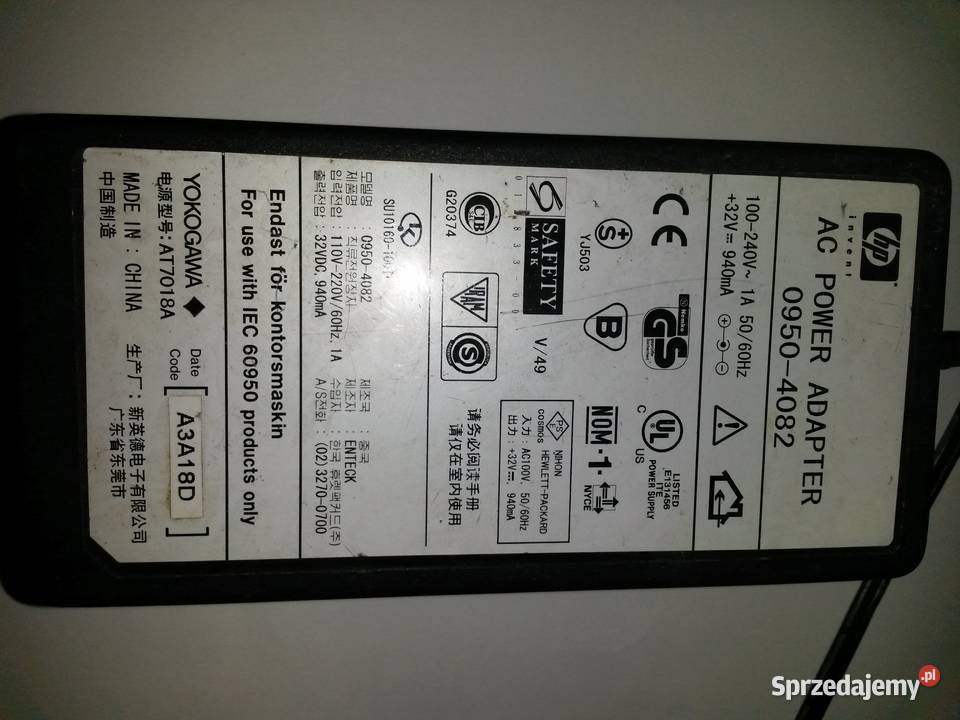 ZASILACZ HP 09504082 32V 940mA kabel wielkopolskie Poznań