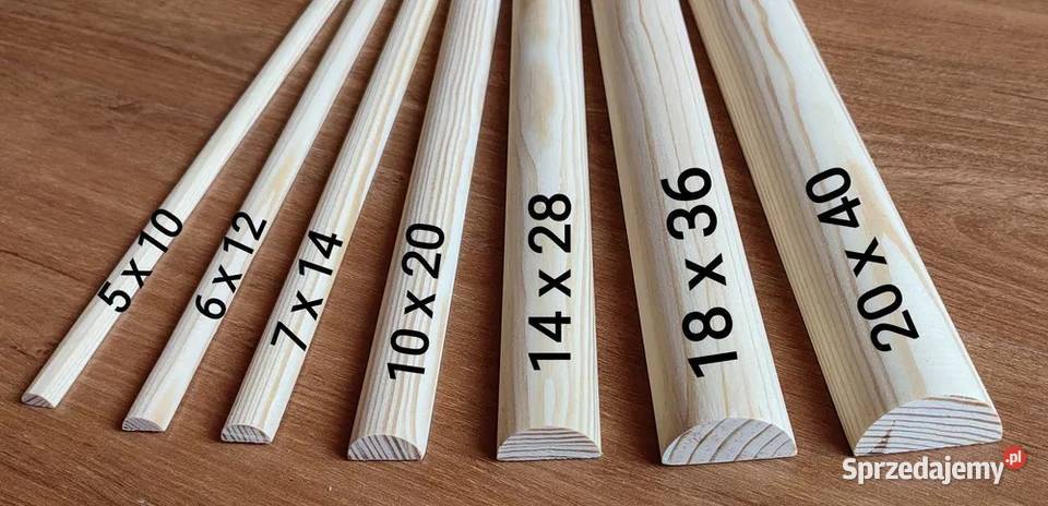 Listwa wykończeniowa półwałek sosnowy 6 x 12 mm Materiały budowlane Narew