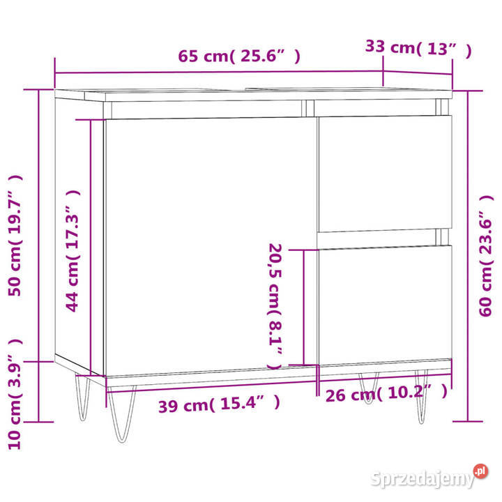 Szafka łazienkowa szarość betonu 65x33x60