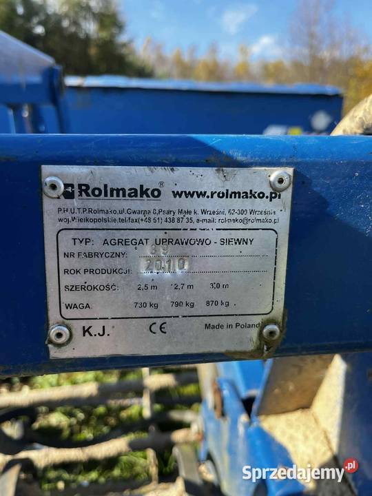 zestaw uprawowo siewny rolmako 27m i poznaniak nieuszkodzony