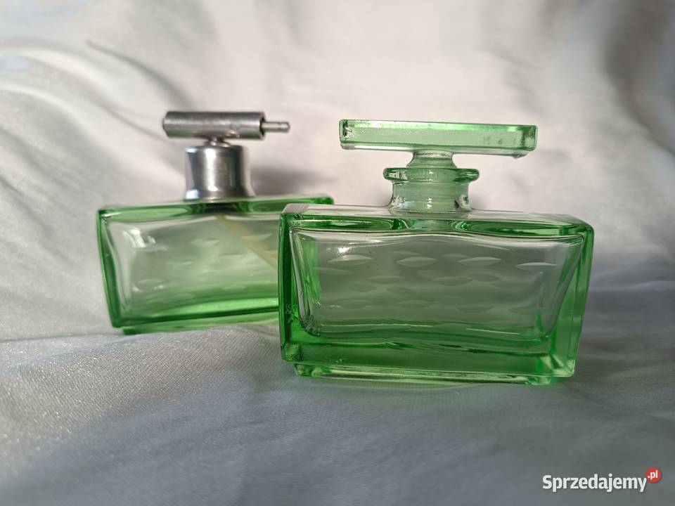 Komplet toaletowy 2 perfumerii z zielonego szkła Jastrzębie-Zdrój