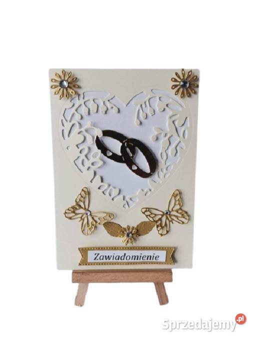 Zawiadomienia Ślub Obrączki W Sercu Koronka C6 Poznań