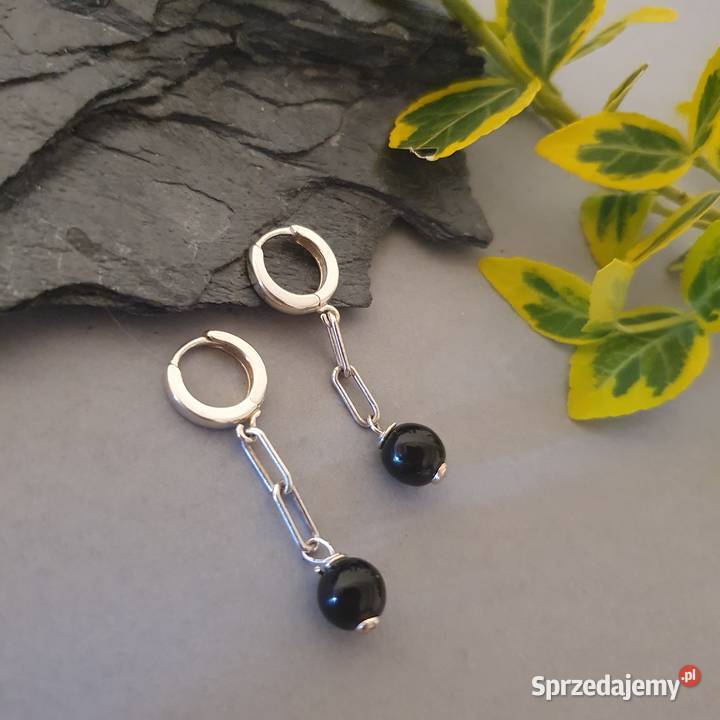 Kolczyki z czarnym onykiem ze srebra 925 ręcznie Izabelin C sprzedam