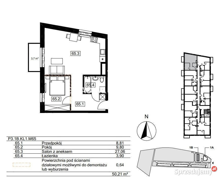 Mieszkanie Kraków 4943m2 2pokojowe Piętro 3 małopolskie