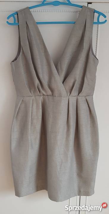 Nowa sukienka HM 38 M 40 L srebrna szara dekolt H&M Szczecin