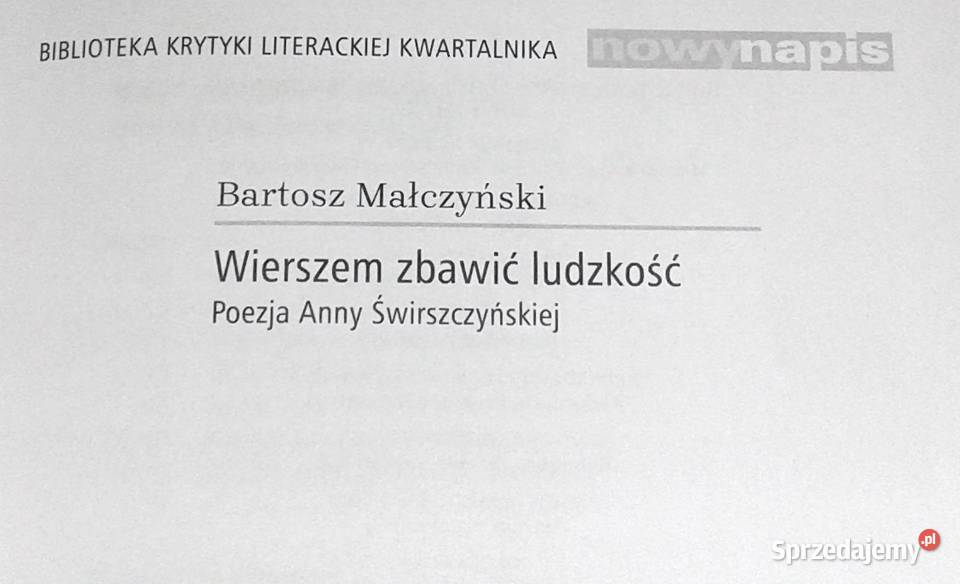 Wierszem zbawić ludzkość Poezja Anny Chełm sprzedam