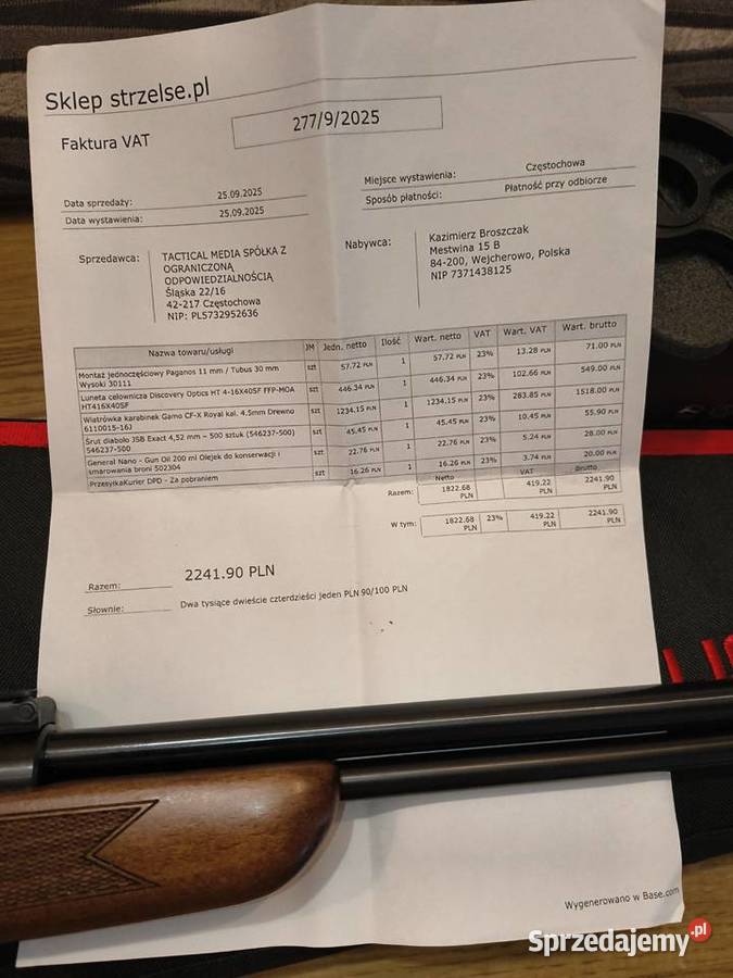 wiatrówka luneta montaż pokrowiec gotowy zestaw Sporty strzeleckie i myślistwo Wejherowo