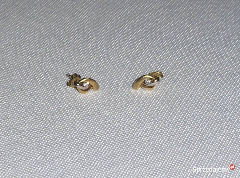 Dwukolorowe złote 585 kolczykiwkręty z łódzkie Łódź