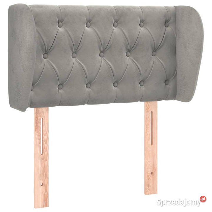 Zagłówek uszak jasnoszary 83x23x7888 aksamitny mazowieckie