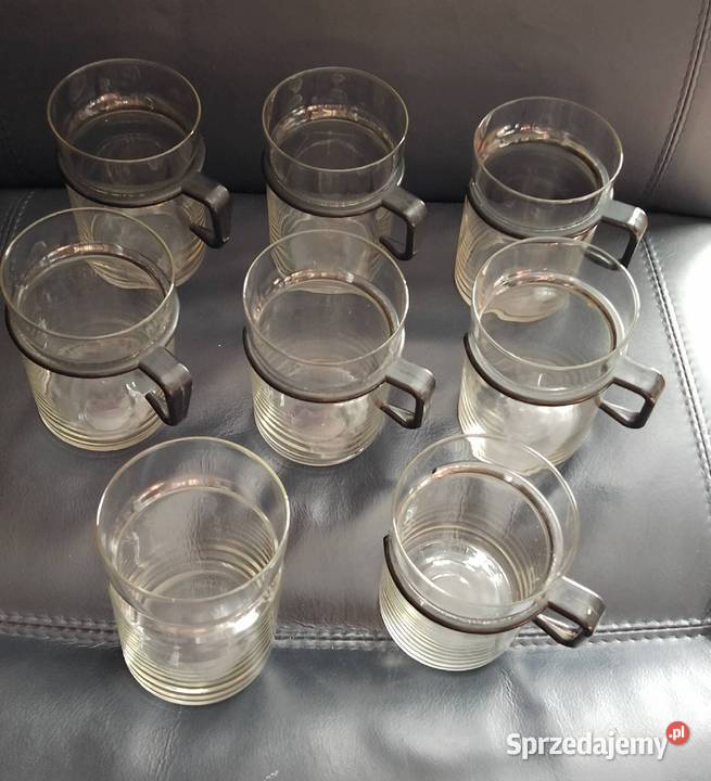Szklanki Prl z plastikowym uchwytem Nakło nad Notecią