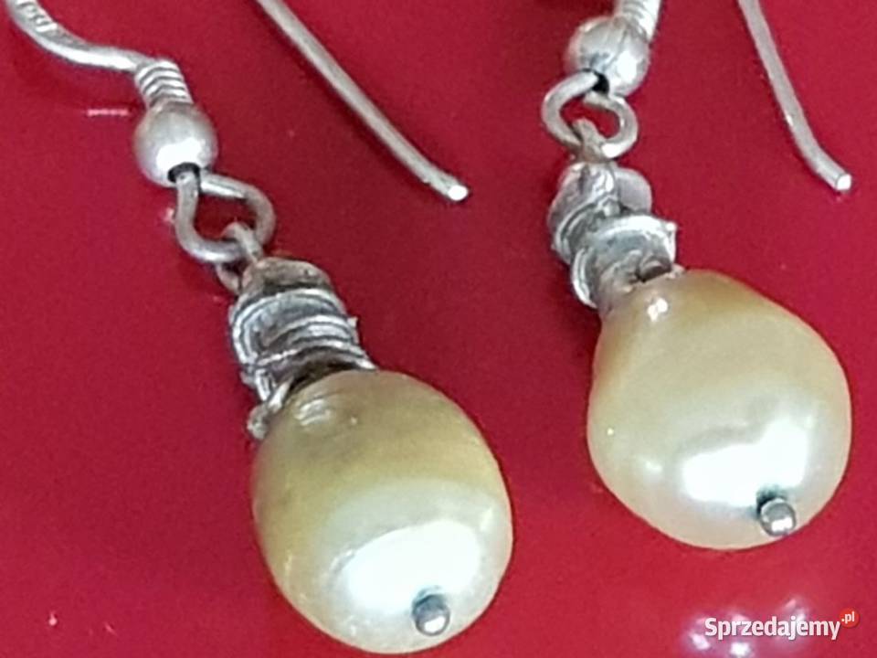 kolczyki srebrne perły naturalne biżuteria Kielce