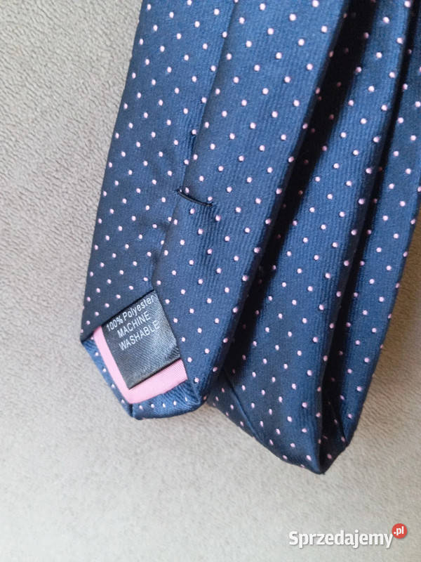 Krawat Męski Greenwoods Nowy Granat Kropki Navy Krawaty Bydgoszcz