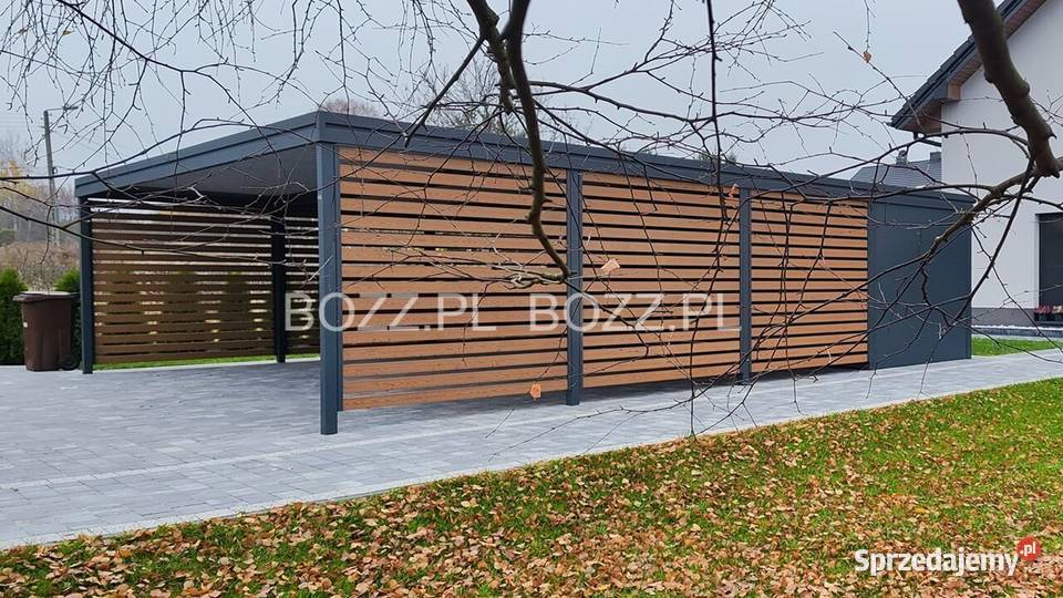 Wiata garażowa na 2 samochody z pomieszczeniem Katowice