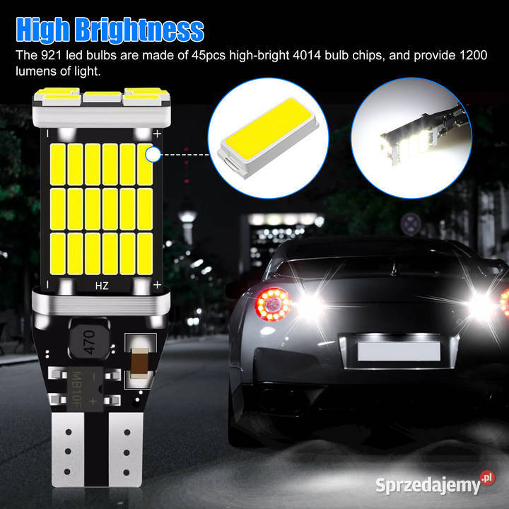 Żarówki T15 W16W 45LED 4014 SMD Światło Cofania Pozostałe Sieradz