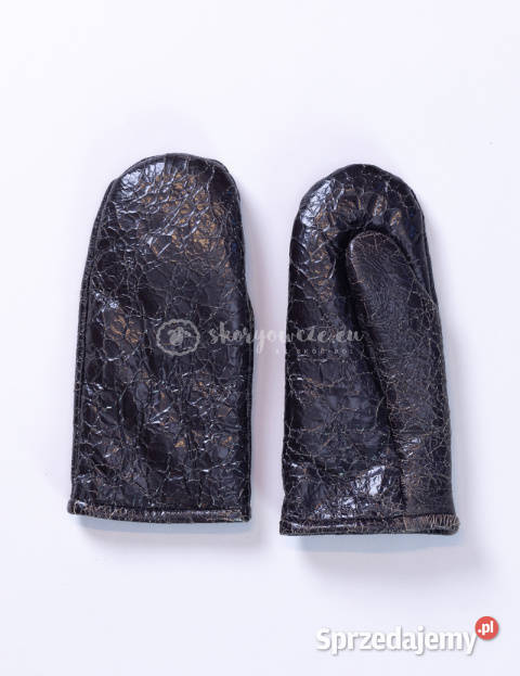 Ciemne męskie skórzane rękawiczki jednopalczaste