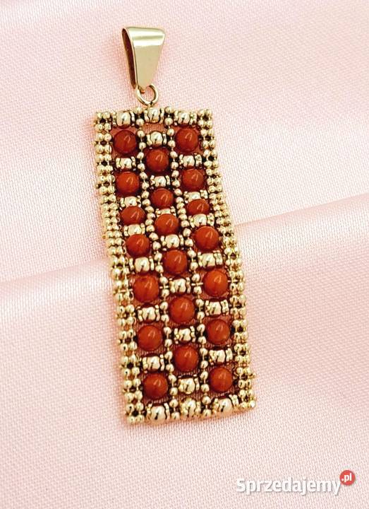 30 Wisiorek Złoty pr585 z Koralem Z207 Pozostałe Pozostałe Poznań