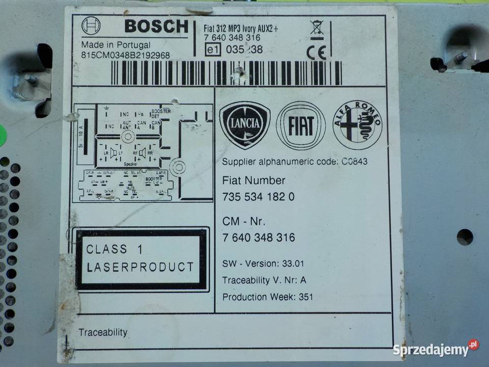 FIAT 500 09 B 12r 3D radio CD 7355341820 Suków