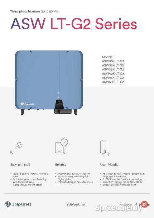 SOLPLANET ASW50KLTG2 50 kW trójfazowy falownik sprzedam