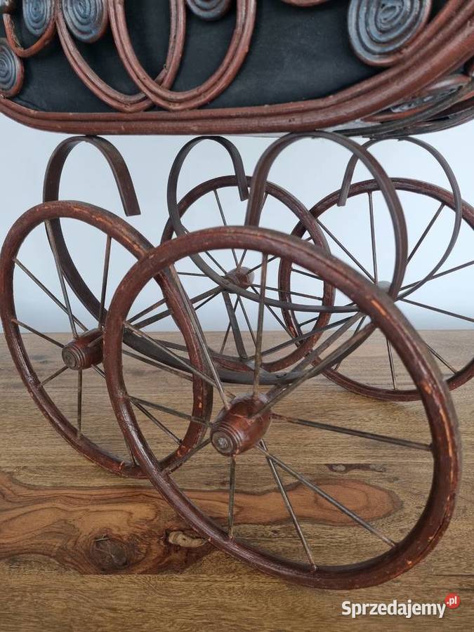 Zabytkowy dekoracyjny wózek lalek Art Deco Duży Płock