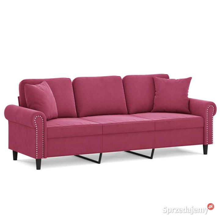 3osobowa sofa z poduszkami winna czerwień 180 mazowieckie Warszawa