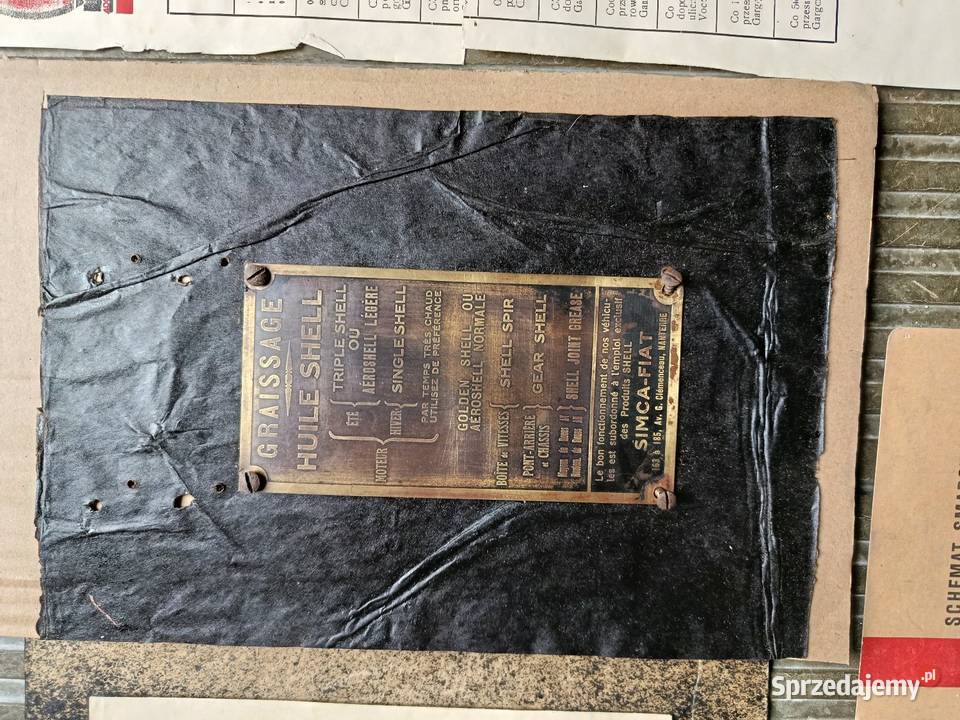 Olejowe tablice smarowania fiat 1936 Pozostałe