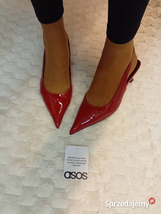 40 ASOS Design Czerwone czółenka z odkrytą piętą Czółenka Kraków