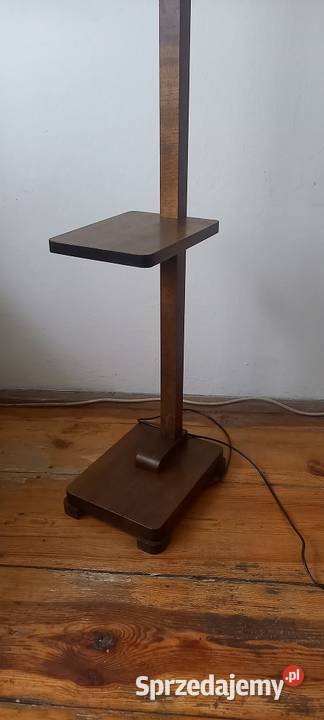 Drewniana lampa w stylu Art Deco z półką ruchome