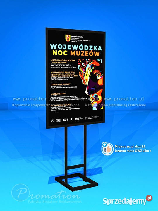 Czarny stojak na plakat B1 OWZ wolnostojący
