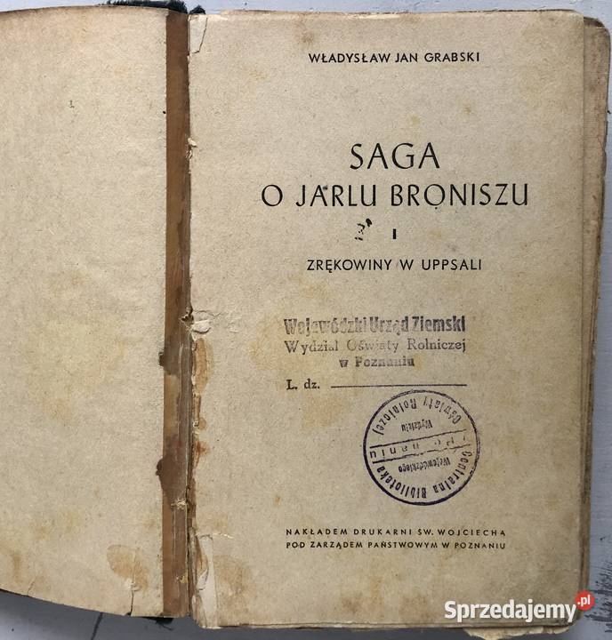 Książka Saga o Jarlu Broniszu część I 1946 twarda Poznań