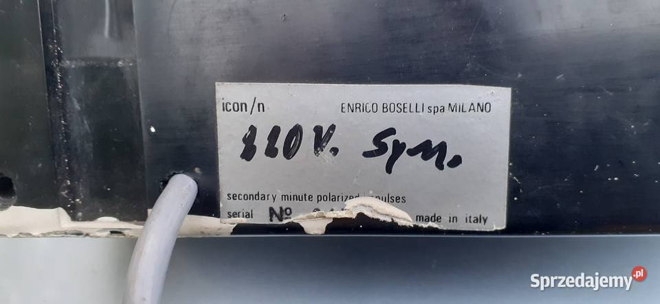 Retro zegar 230V planszowy Boselli Milano Tuszkowo