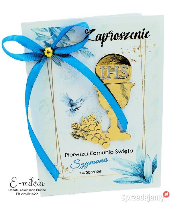 I Komunia Św ZAPROSZENIA TURKUSOWE I OZDOBIONĄ