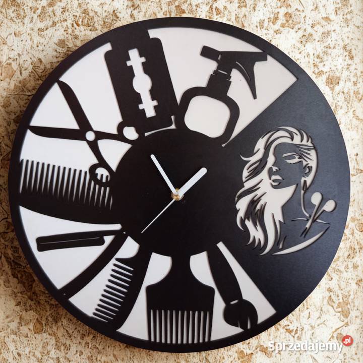 Duży zegar fryzjerski 40 z personalizacją barber ścienny Bełchatów