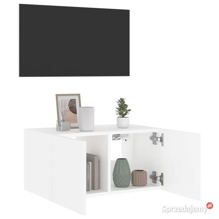 Ścienna szafka TV z LED biała 60x35x31 WM837267 RTV mazowieckie Warszawa