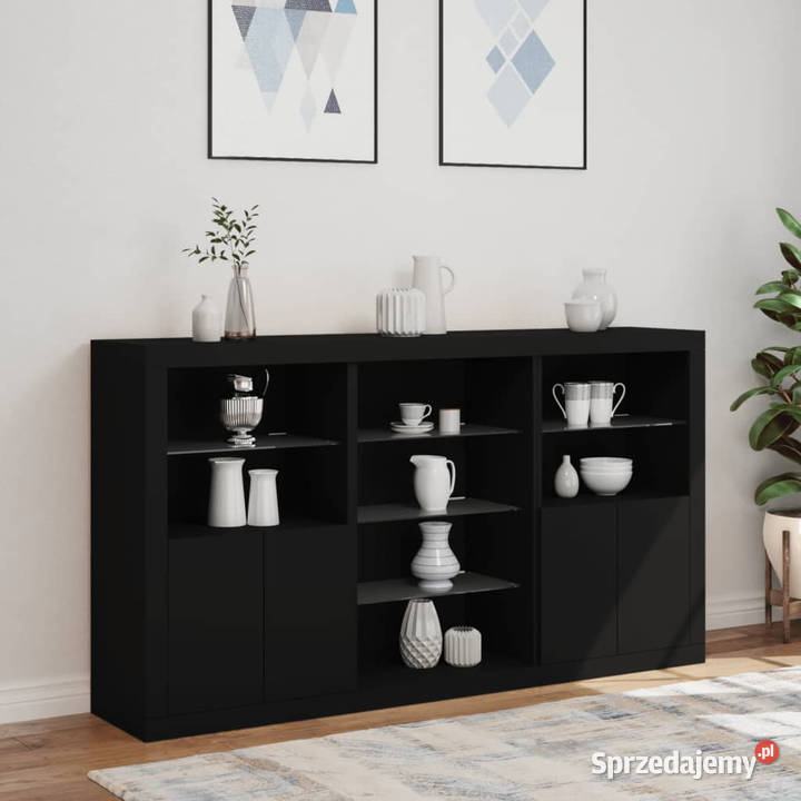 Szafka z oświetleniem LED czarna 1815x37x100 Warszawa