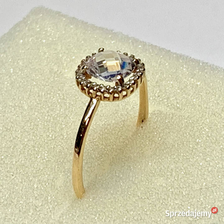Złoty PIERŚCIONEK 585 14K piękne KAMIENIE Warszawa