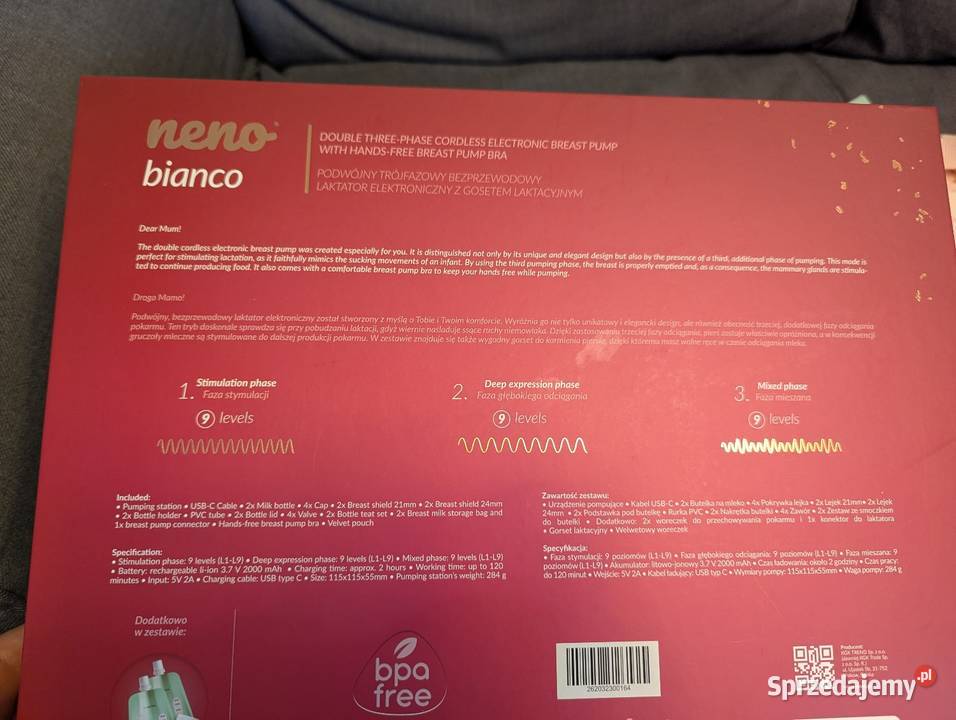 Laktator Neno blanco zestaw na gwarancji z Wrocław