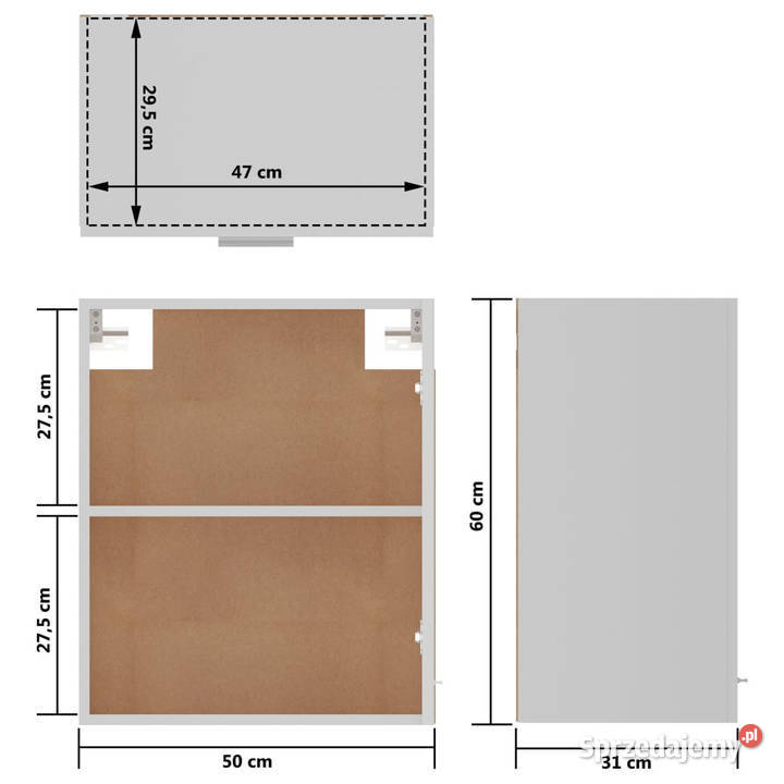 Szafka wisząca biała 50x31x60 materiał Kuchenne Warszawa