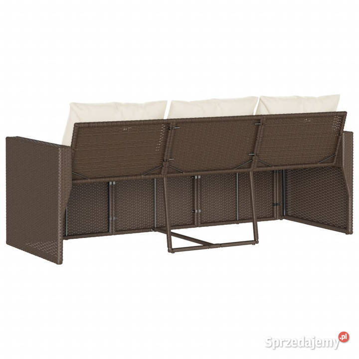 Sofa ogrodowa z poduszkami 3osobowa brązowa Warszawa