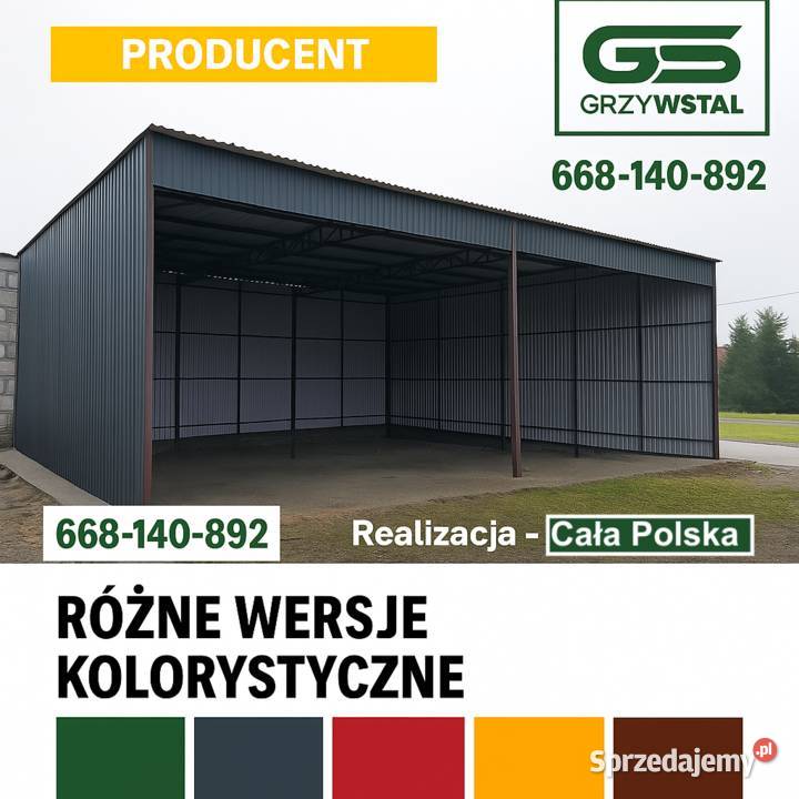 Garaż Blaszany Otwarty Wiata Garażowa Pajęczno