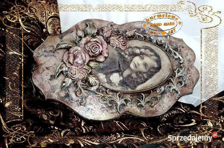 Duży obrazek w stylu Vintage decoupage handmade Warszawa