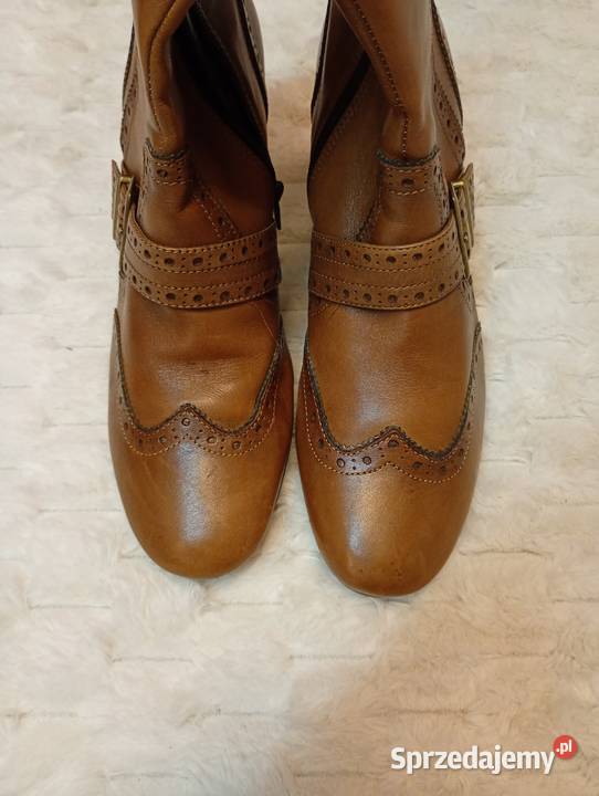 38 Real Leather brązowe Skórzane Botki Kraków sprzedam