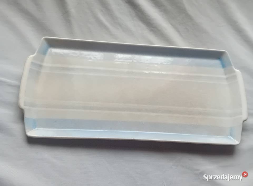 Prostokątna fajansowa taca art deco Spritzdekor wielkopolskie