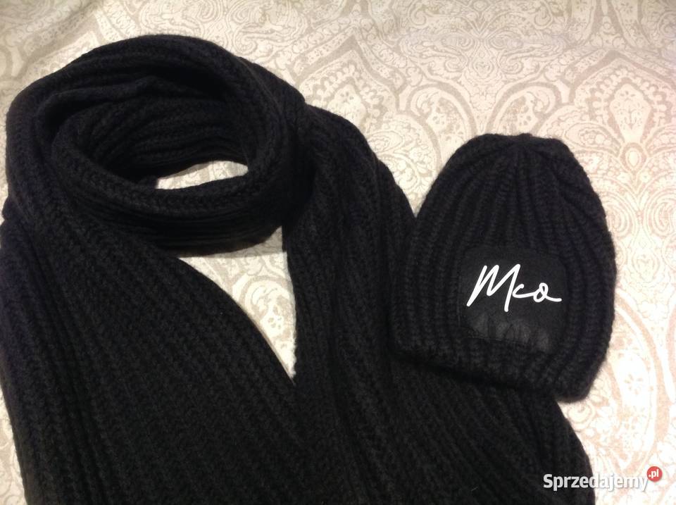 Komplet Damski Czapka z Szalikiem Czarny S M Nowa Sól