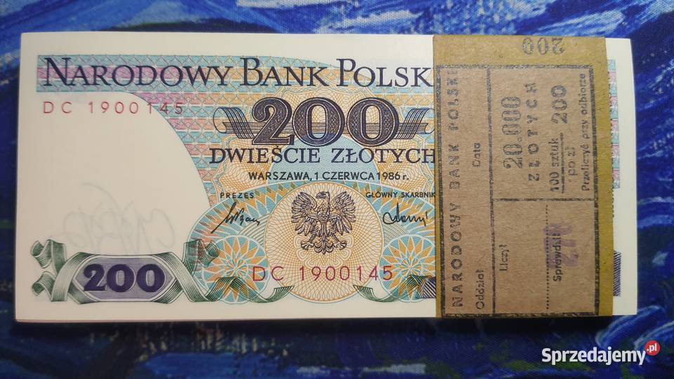 PACZKA 100 x 200 złotych 1986 UNC s DC