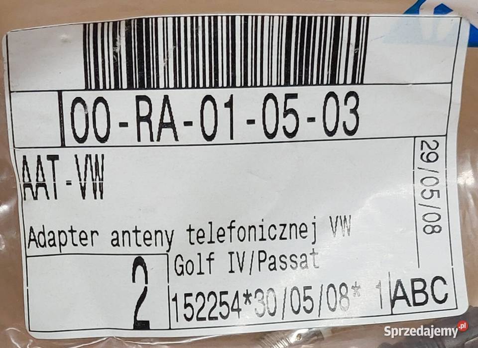 ZŁĄCZE ADAPTER ANTENY TELEFONICZNEJ VW GOLF IV