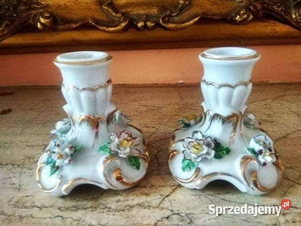 Porcelanowe 2 świeczniki Sygnowane LYT Gdańsk