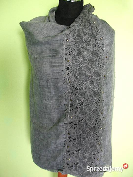 Szal z koronką Duży szary 90 x 170 Siedlce